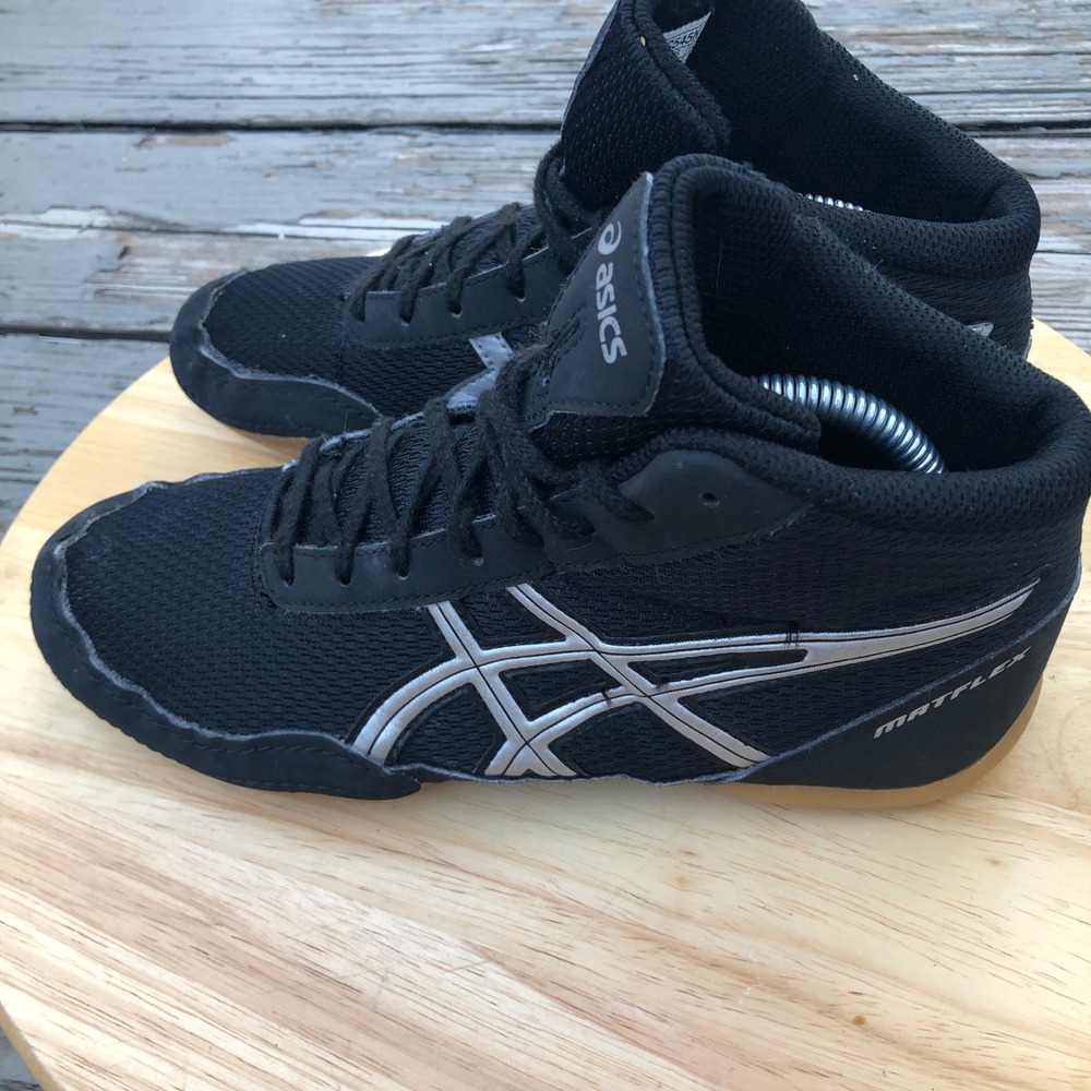 Asics Matflex 5 GS Wrestling Shoes Youth 5 US Kid Black Silver C545N Mid Top Gum - Picture 12 of 13